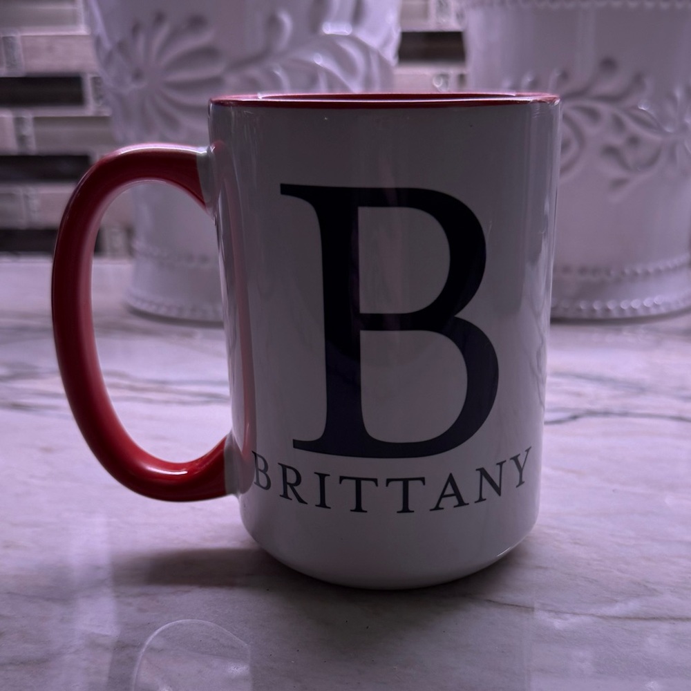 Personalized 'Brittany' Mug with Red Handle